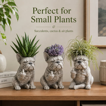 GRUMPY DOG PLANTER