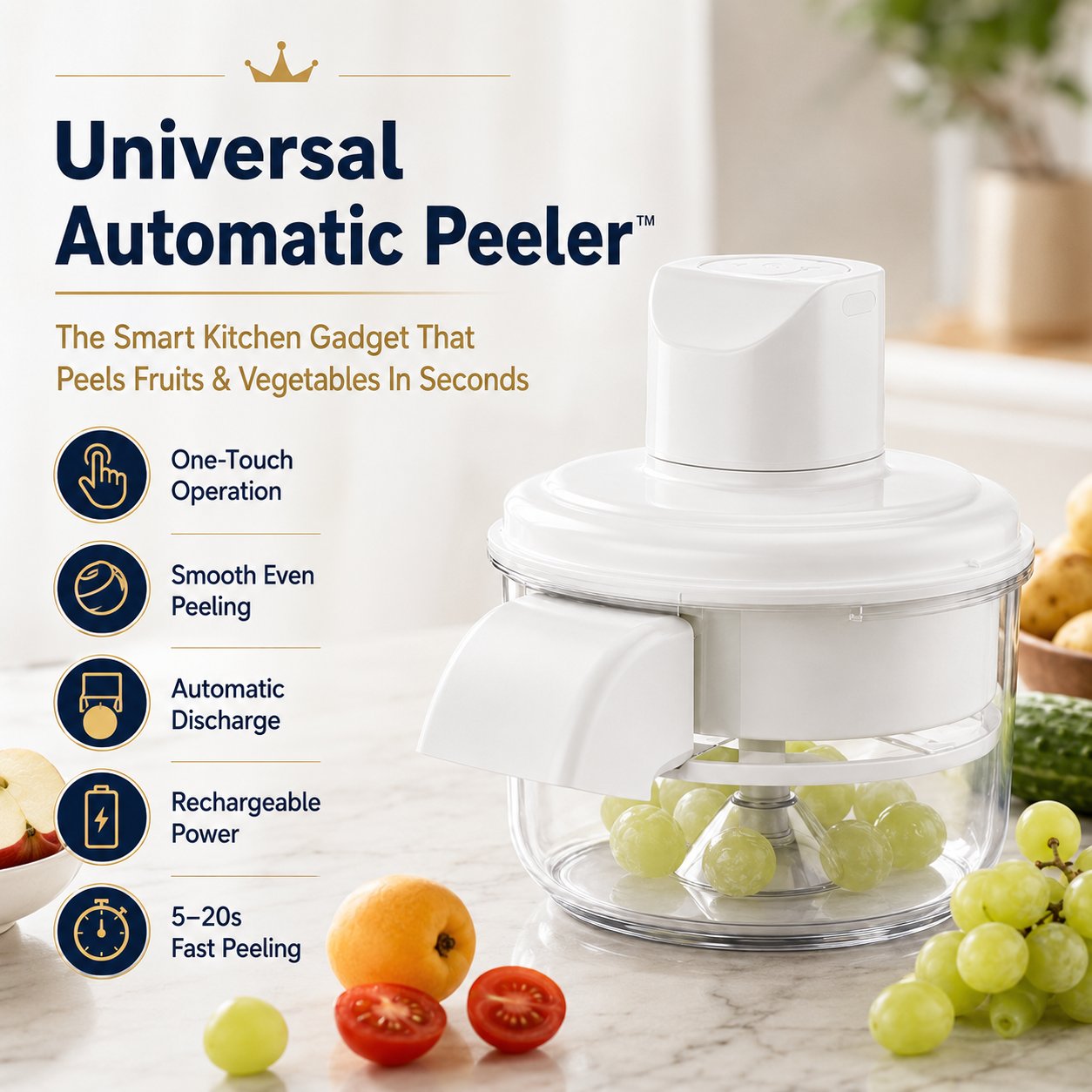 🔥LAST DAY 50% OFF - Universal Automatic Peeler | Hands-Free Fruit & Vegetable Peeling In Seconds