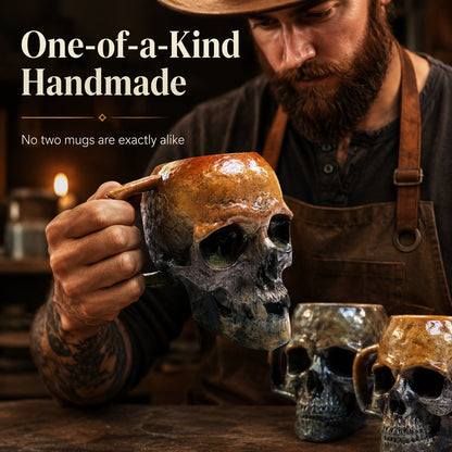 💀Gothic Sunfire Skull Handmade Ceramic Mug