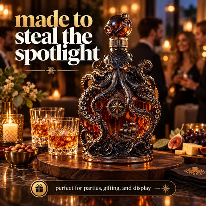 🐙 Dark Abyss Kraken Decanter | Sculpted Nautical Collector Bottle