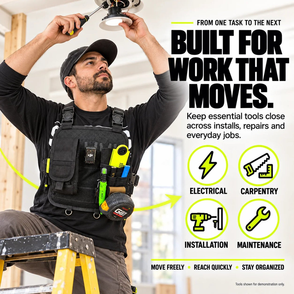 🛠️ Hands-Free Multi-Pocket Chest Tool Organizer – Keep Every Essential Within Reach