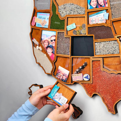 🎁 Personalized USA Travel Memory Map – Collect & Display Your Travel Keepsakes