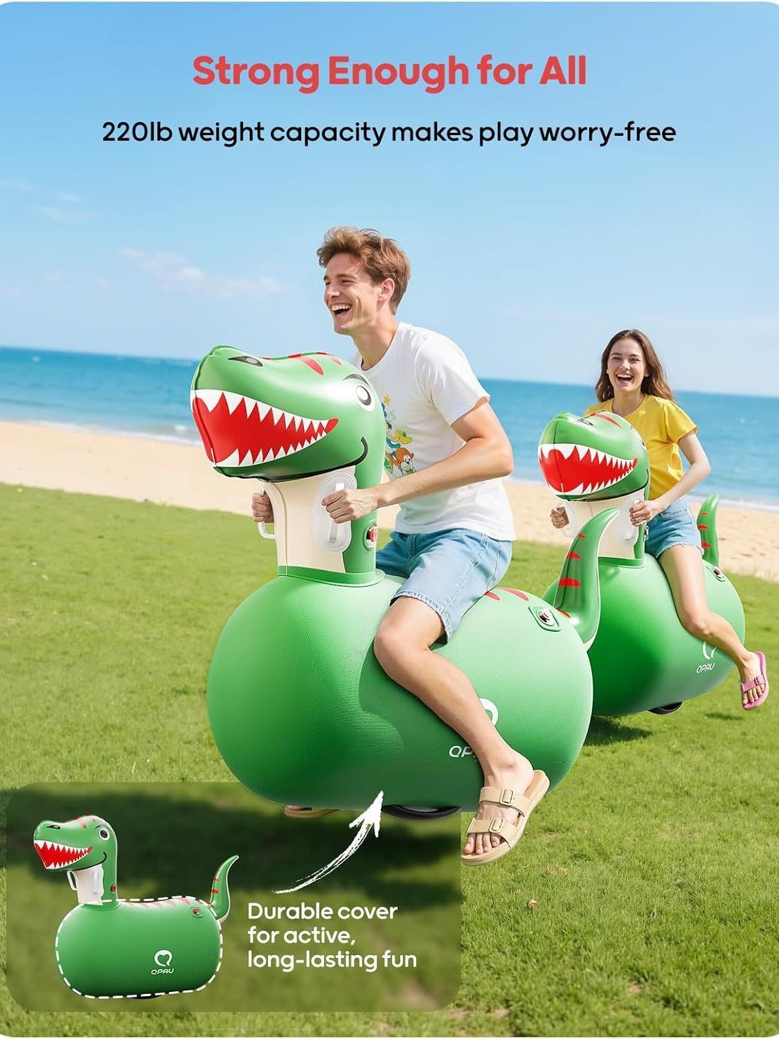 🦖QPAU Inflatable Dinosaur Ride-On Toy for Kids