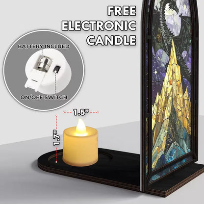 ✨ Fantasy Stained Glass Book Nook – Magical Candle Holder & Book Lover Decor