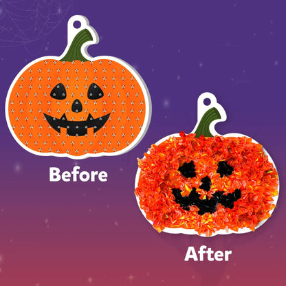 👻Halloween Poke In Art Kit, Kids Handmade Hanging Decor Craft Set with Pumpkin Ghost Bat Spider