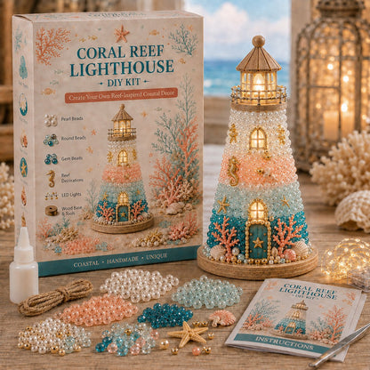 ⏳ Last Day 49% OFF – 🌊 Beginner-Friendly DIY Lighted Sea Glass-Style Lighthouse Kit Collection | Complete Kit with Sea Glass-Style Pieces, LED Lights & Step-by-Step Guide Included 💕