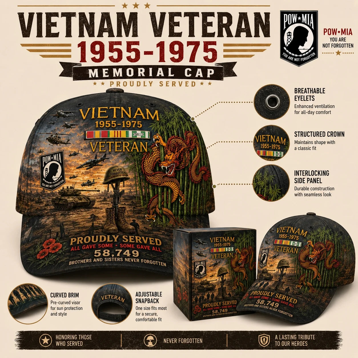 🔥 America 250th Celebration Sale: 50% OFF! 🎁Vietnam Veteran 1955–1975 Memorial Cap