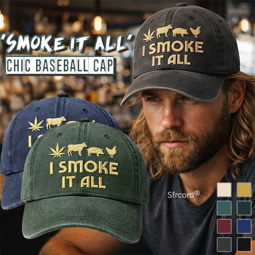 Sfrcord® Vintage Washed "I Smoke It All" Embroidery Cap