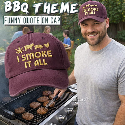 Sfrcord® Vintage Washed "I Smoke It All" Embroidery Cap