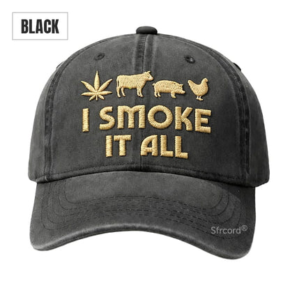 Sfrcord® Vintage Washed "I Smoke It All" Embroidery Cap