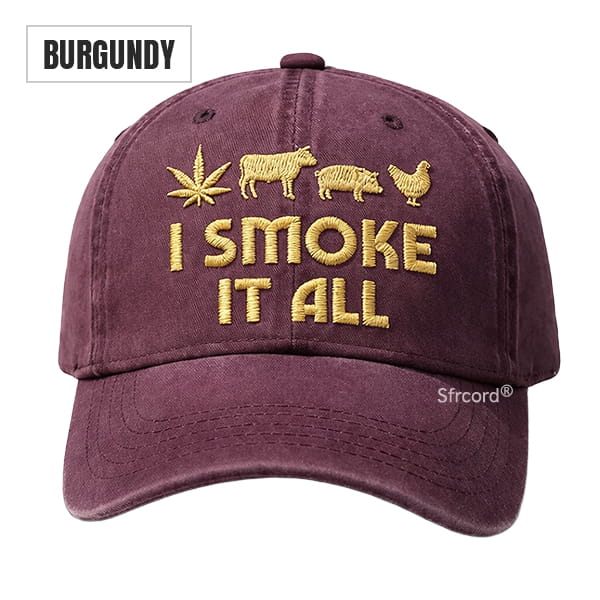 Sfrcord® Vintage Washed "I Smoke It All" Embroidery Cap