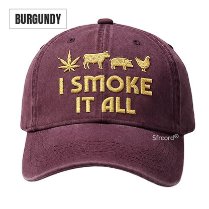 Sfrcord® Vintage Washed "I Smoke It All" Embroidery Cap