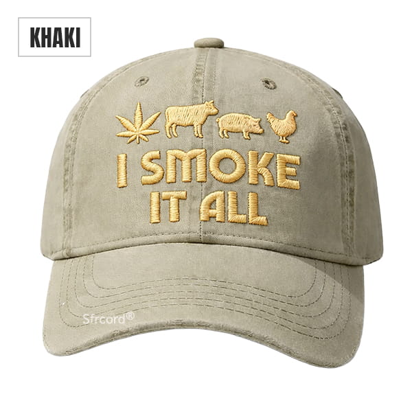 Sfrcord® Vintage Washed "I Smoke It All" Embroidery Cap