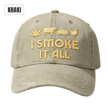 Sfrcord® Vintage Washed "I Smoke It All" Embroidery Cap