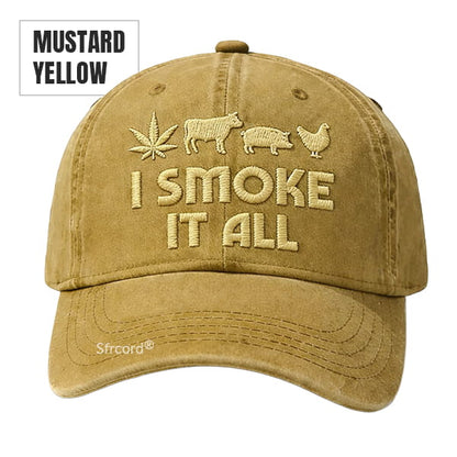 Sfrcord® Vintage Washed "I Smoke It All" Embroidery Cap