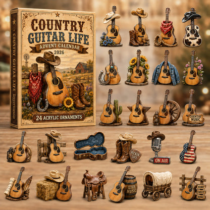 🔥Last 50 pcs✨Country Guitar Life Advent Calendar 2026 - 24-Day Festive Countdown, Acrylic Charms Blind Box