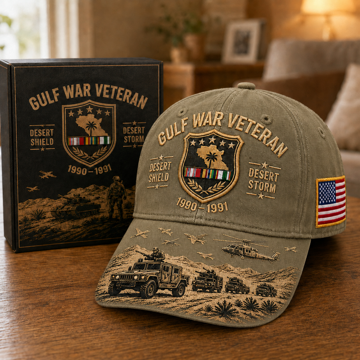 Gulf War Veteran Desert Shield & Desert Storm Commemorative Cap