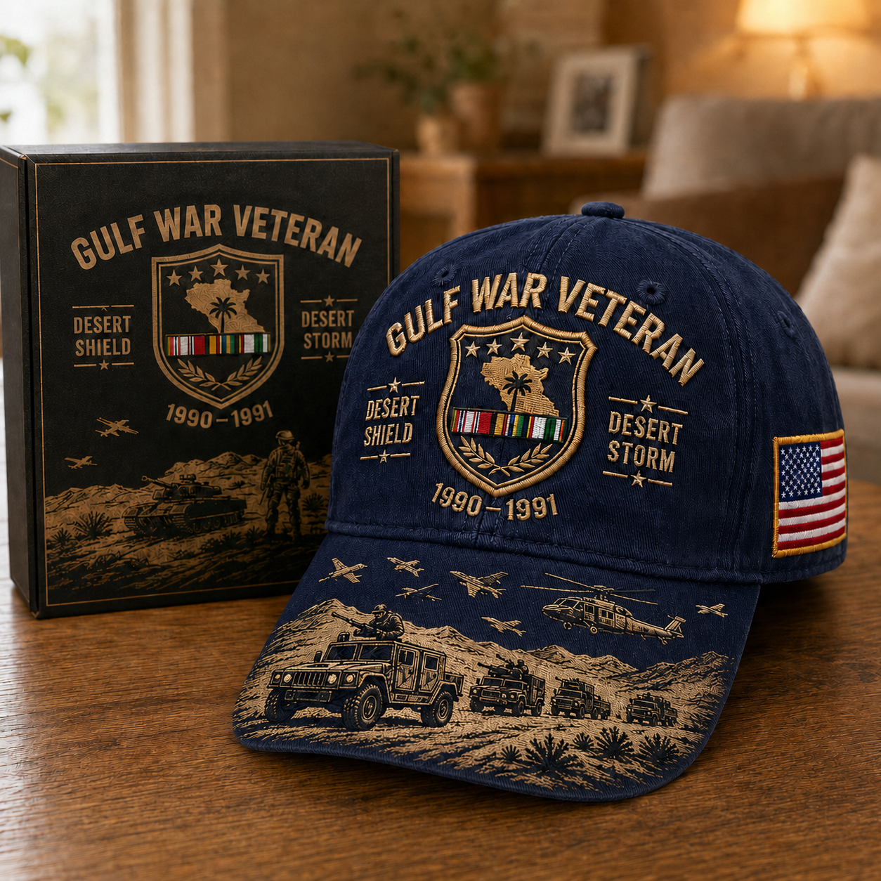 Gulf War Veteran Desert Shield & Desert Storm Commemorative Cap