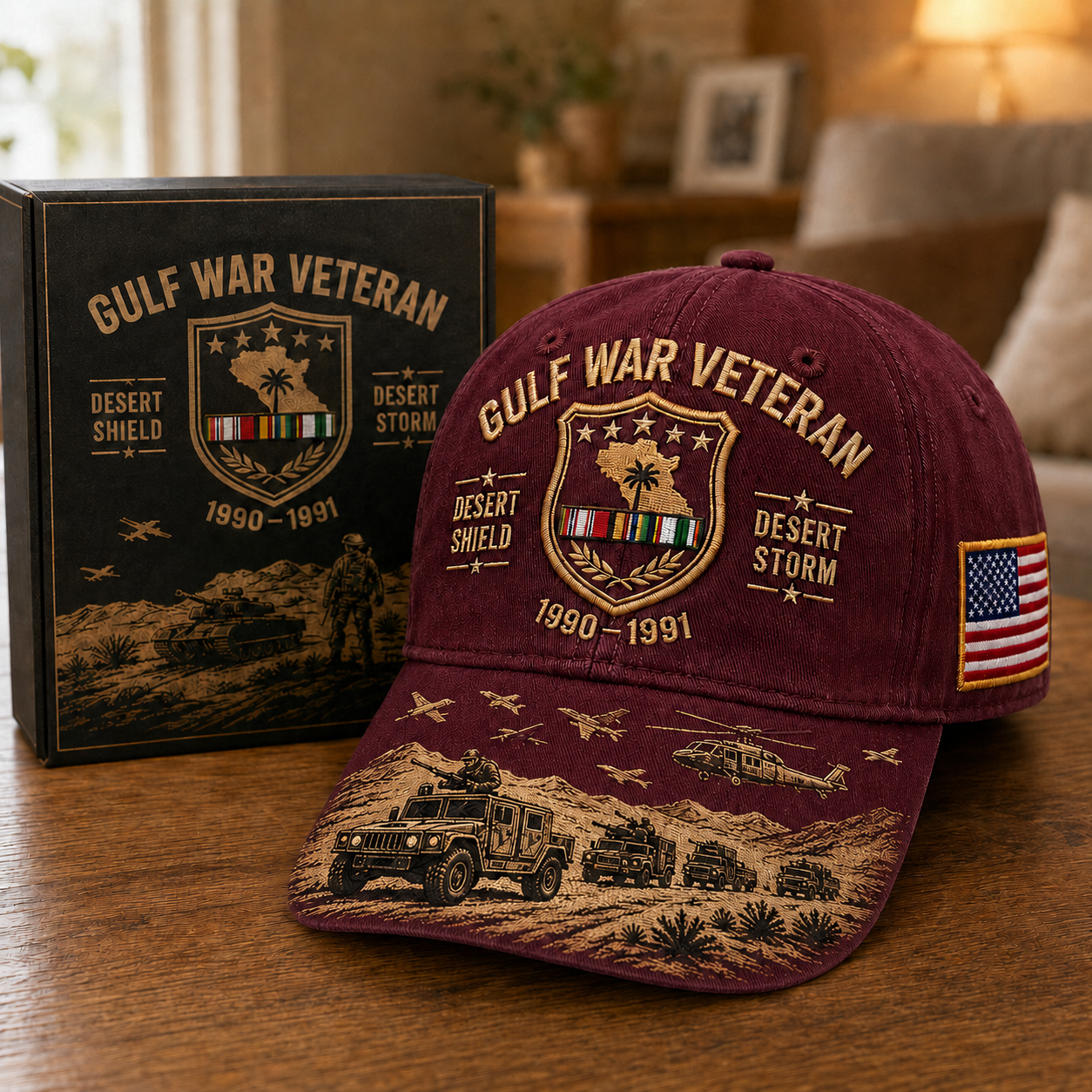 Gulf War Veteran Desert Shield & Desert Storm Commemorative Cap