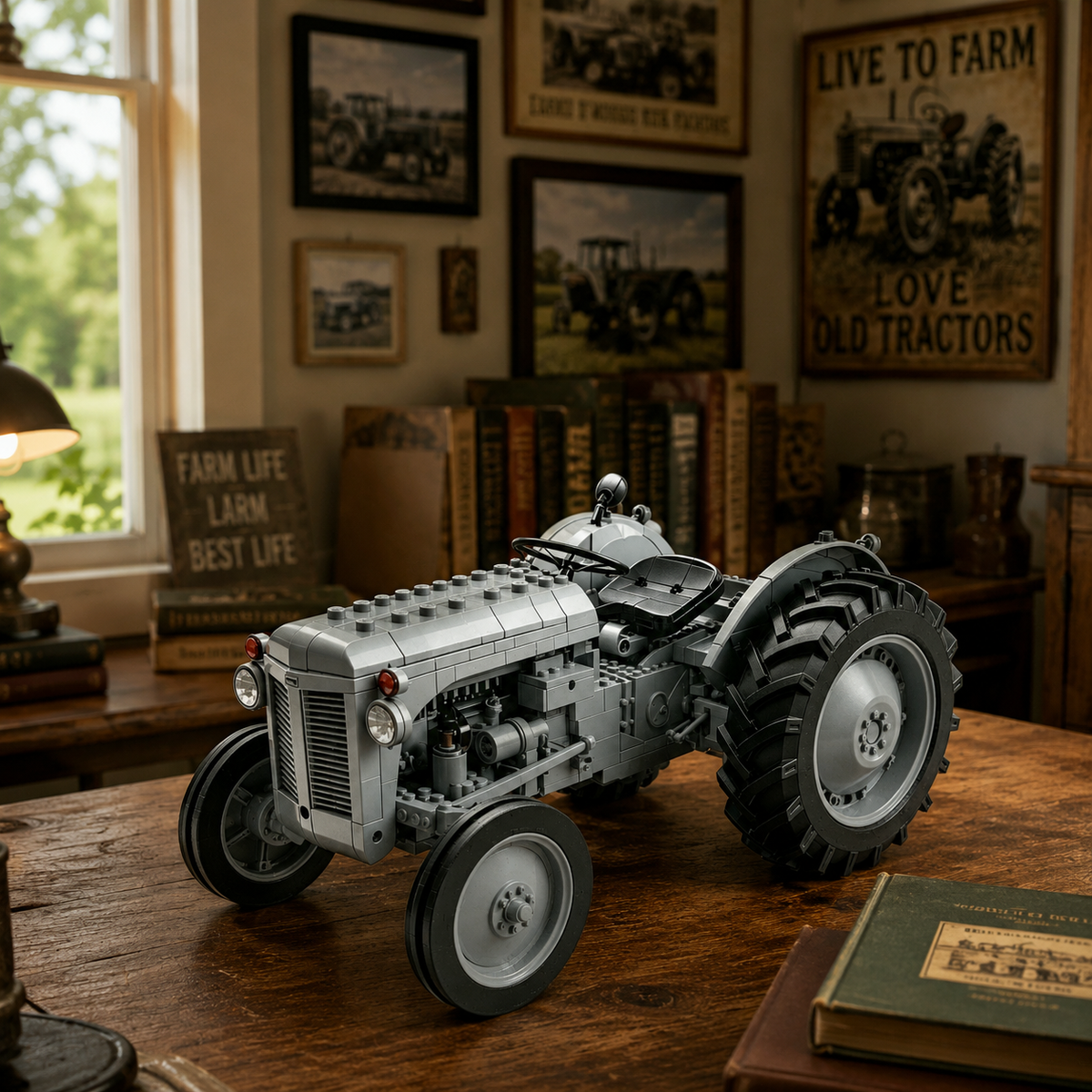 🔥Last Day 70% OFF 🚜Classic Farm Tractor Building Block Set – 1948 Grey Field Edition