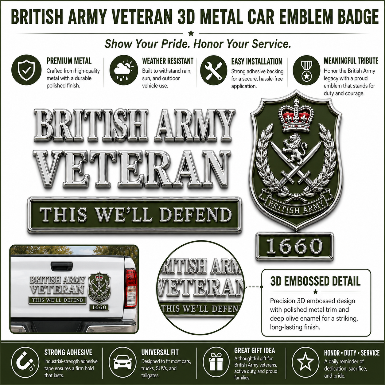 Last Day Promo: 49% OFF🇬🇧 British Military Heritage 3D Metal Car Emblem Badge Collection