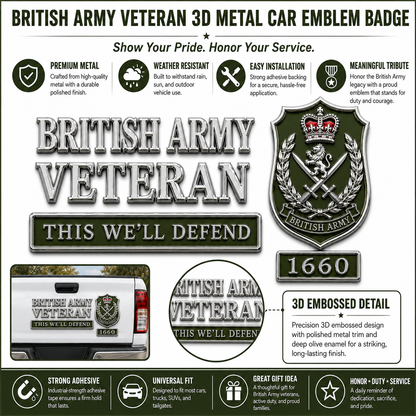 Last Day Promo: 49% OFF🇬🇧 British Military Heritage 3D Metal Car Emblem Badge Collection