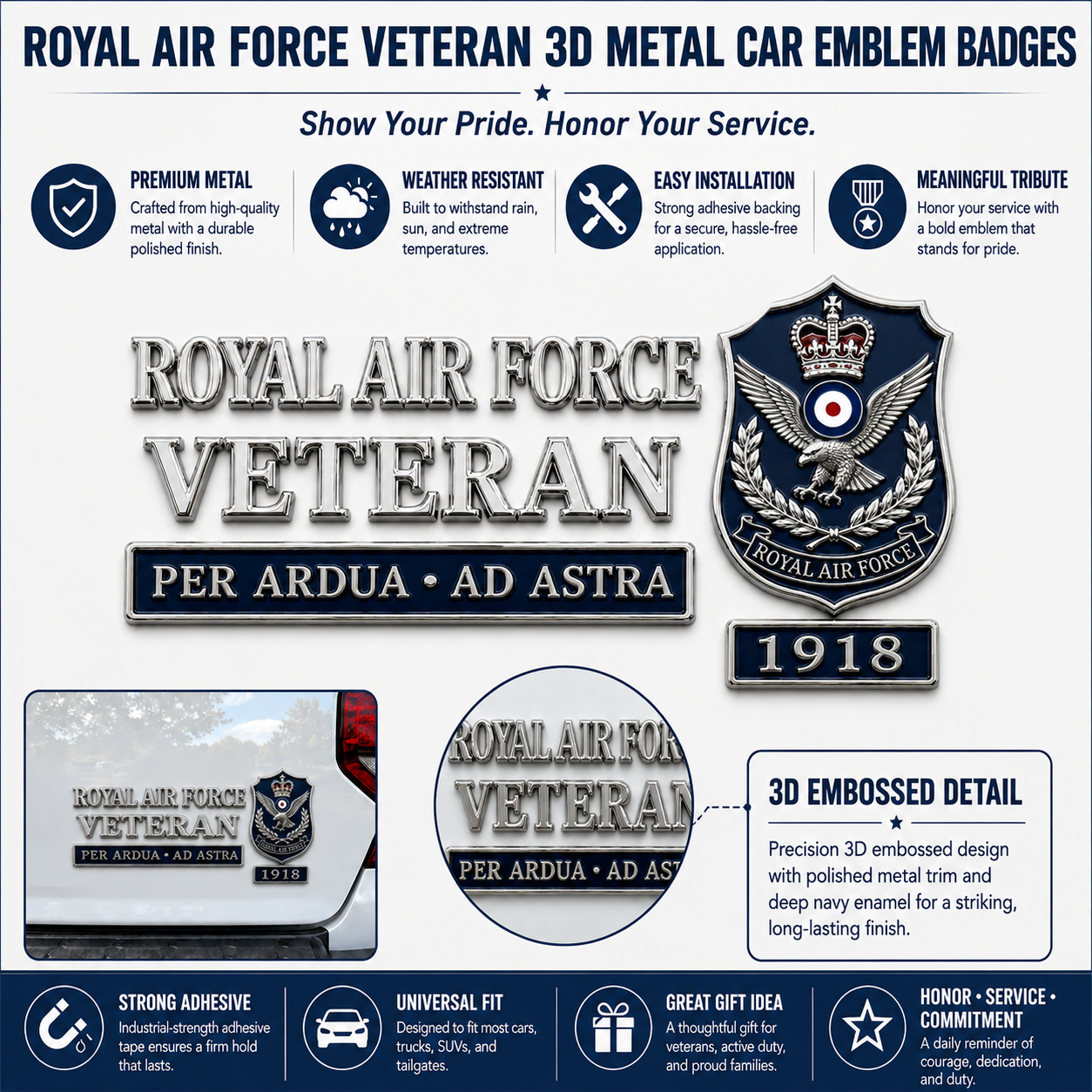 Last Day Promo: 49% OFF🇬🇧 British Military Heritage 3D Metal Car Emblem Badge Collection