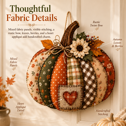 🍂🎃Autumn Retro Patchwork Pumpkin Door Hanging with Lights