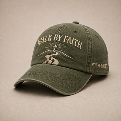 WALK BY FAITH Vintage Christian Embroidered Cap