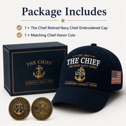 🇺🇸 The Chief – Retired U.S. Navy Chief Commemorative Cap & Honor Coin – Leadership • Legacy • Pride ⚓ – 🔥Buy 2 Get Free Shipping🚛