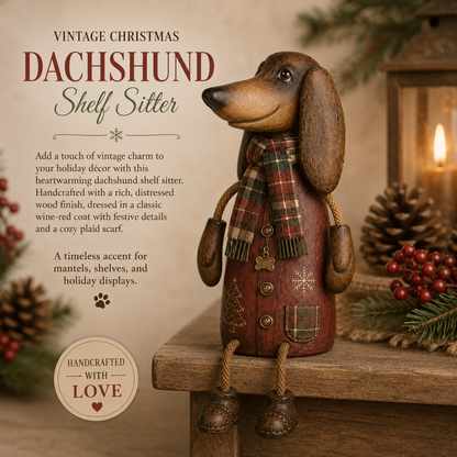 🏡Vintage Christmas Dachshund Shelf Sitter
