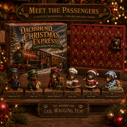 🚂🐶🎄Dachshund Christmas Express Advent Calendar – 24 Collectible Holiday Pups