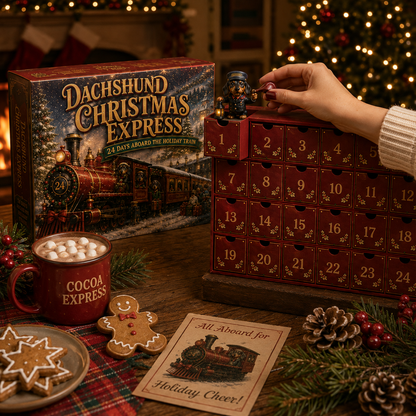 🚂🐶🎄Dachshund Christmas Express Advent Calendar – 24 Collectible Holiday Pups