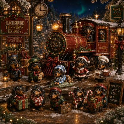 🚂🐶🎄Dachshund Christmas Express Advent Calendar – 24 Collectible Holiday Pups