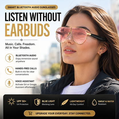 Smart Bluetooth Audio Sunglasses-Open-Ear Audio • Wireless Calls • Everyday Eye Comfort