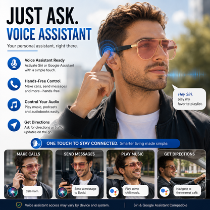 Smart Bluetooth Audio Sunglasses-Open-Ear Audio • Wireless Calls • Everyday Eye Comfort