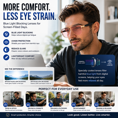 Smart Bluetooth Audio Sunglasses-Open-Ear Audio • Wireless Calls • Everyday Eye Comfort