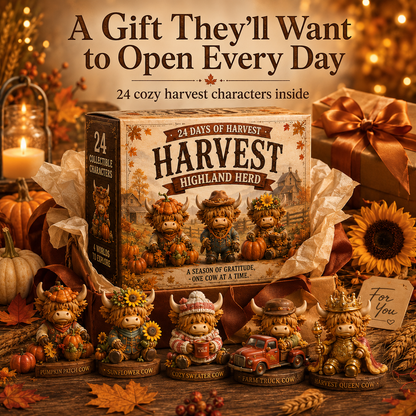 🍂 24-Day Highland Cow Harvest Countdown Calendar – 24 Collectible Fall Figurines + Secret #25 🐮🎃