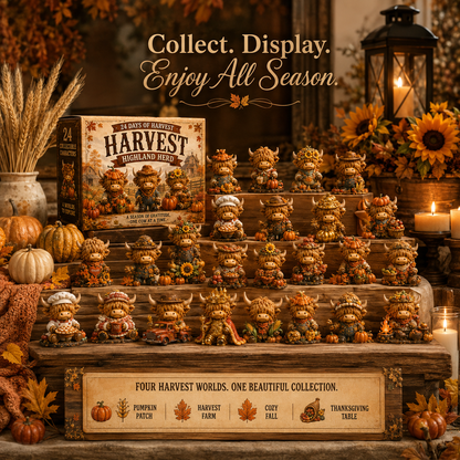 🍂 24-Day Highland Cow Harvest Countdown Calendar – 24 Collectible Fall Figurines + Secret #25 🐮🎃