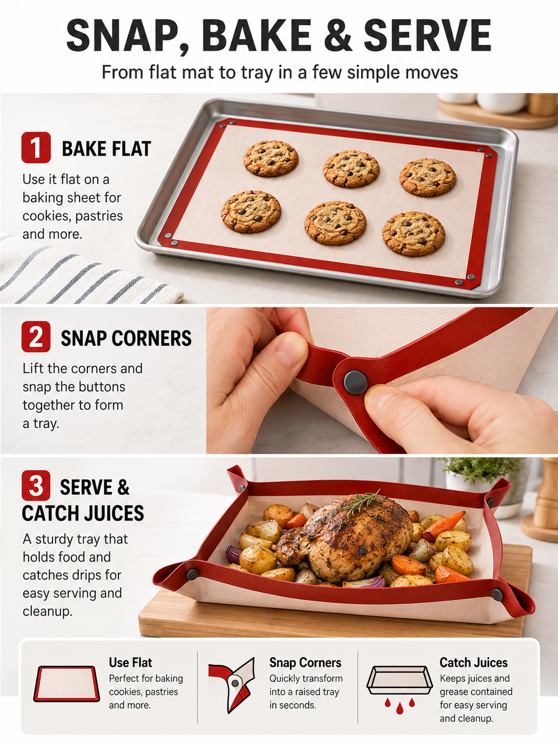 🍪 Baking Essential 2-in-1 Silicone Baking Mat with Non-Stick Surface