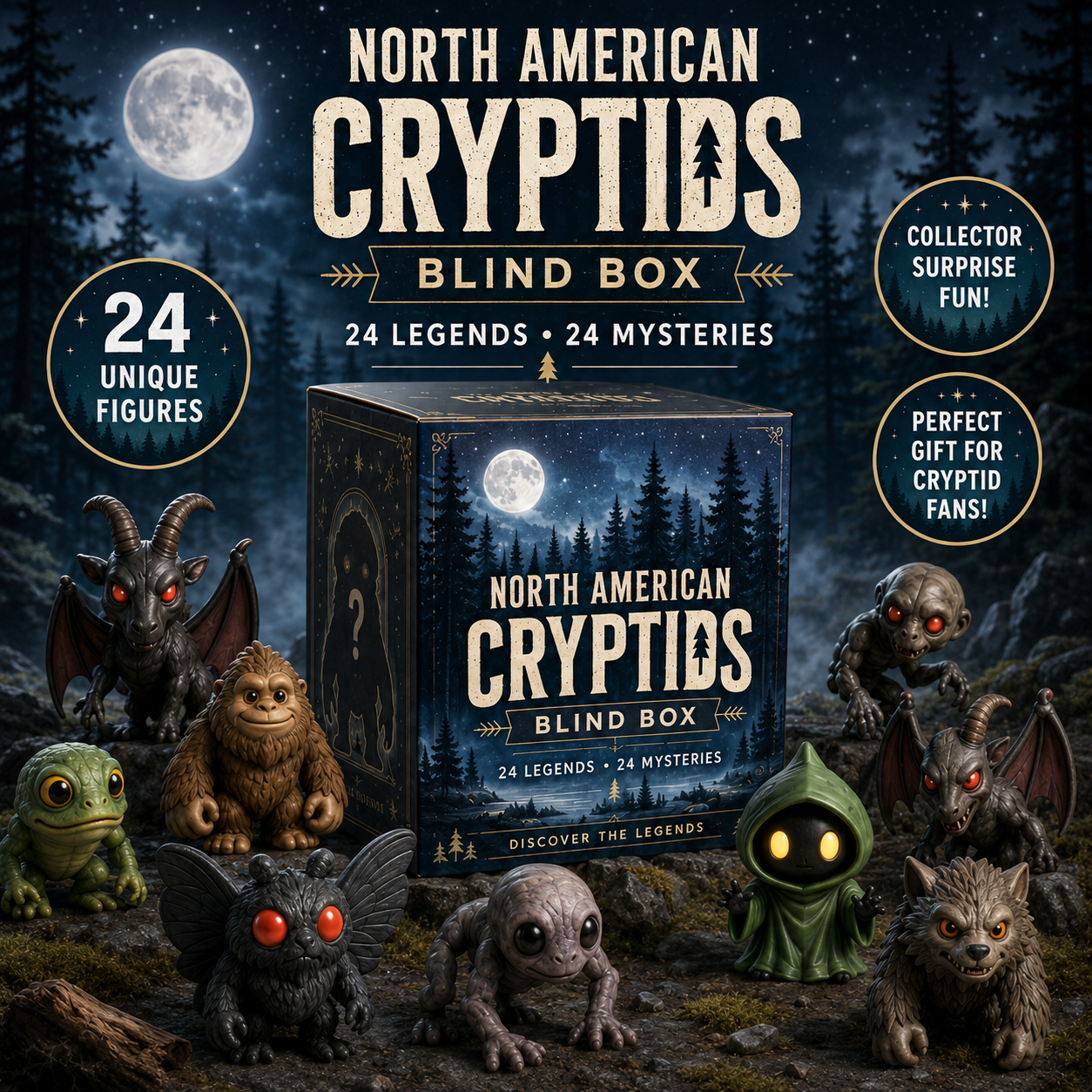 👁️ North American Cryptids Blind Box – 24 Legends, 24 Mysteries 👹
