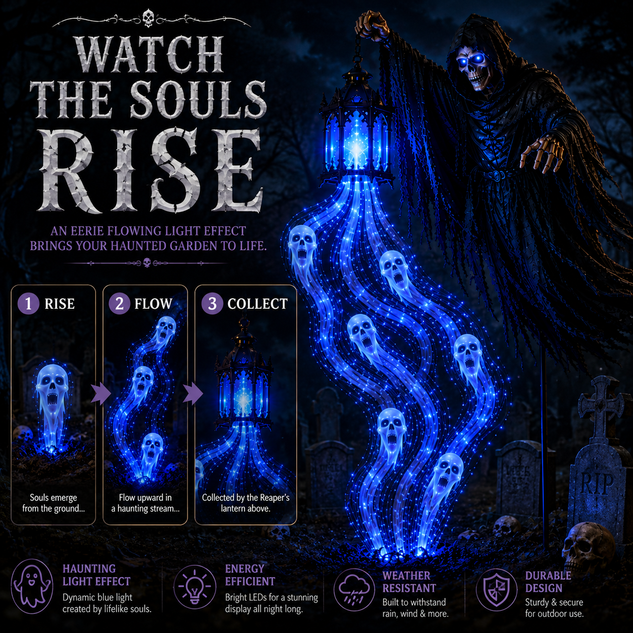 💀Today 49% OFF💀Halloween Soul Harvester Animated Garden Light🏚️