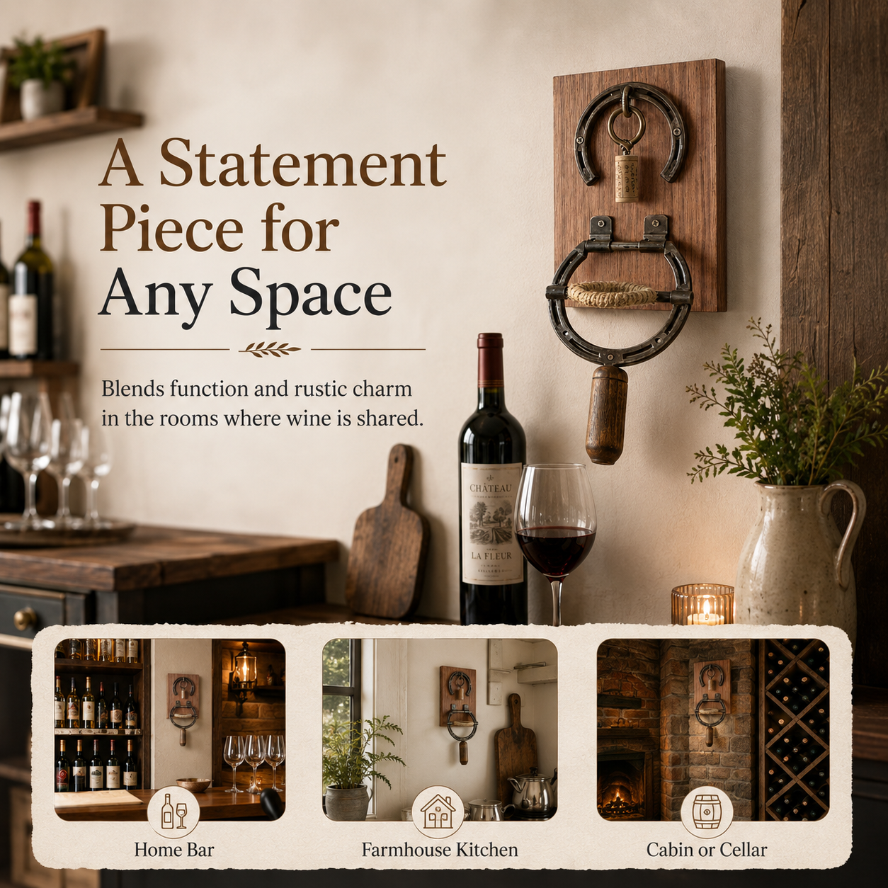 🔥Rustic Horseshoe Wall-Mounted Wine Opener