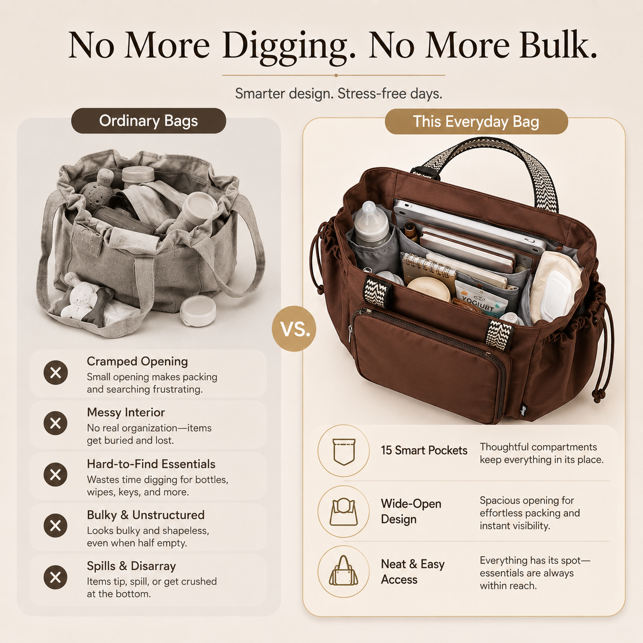 👜 The Everyday Tote That Keeps Everything Organized – 15 Pockets