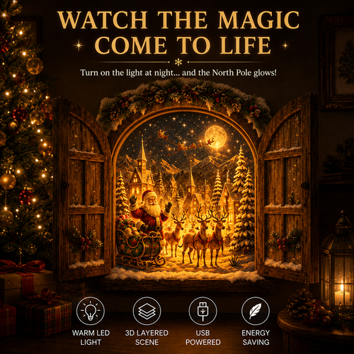 Santa’s Secret Window Light – 3D Lighted Christmas Wall Decor