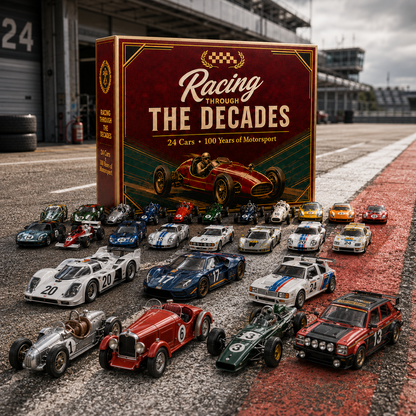 🏁 2026 Racing Through the Decades Advent Calendar – 24 Legendary Race Cars, 100 Years of Motorsport