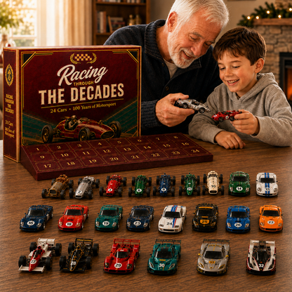 🏁 2026 Racing Through the Decades Advent Calendar – 24 Legendary Race Cars, 100 Years of Motorsport