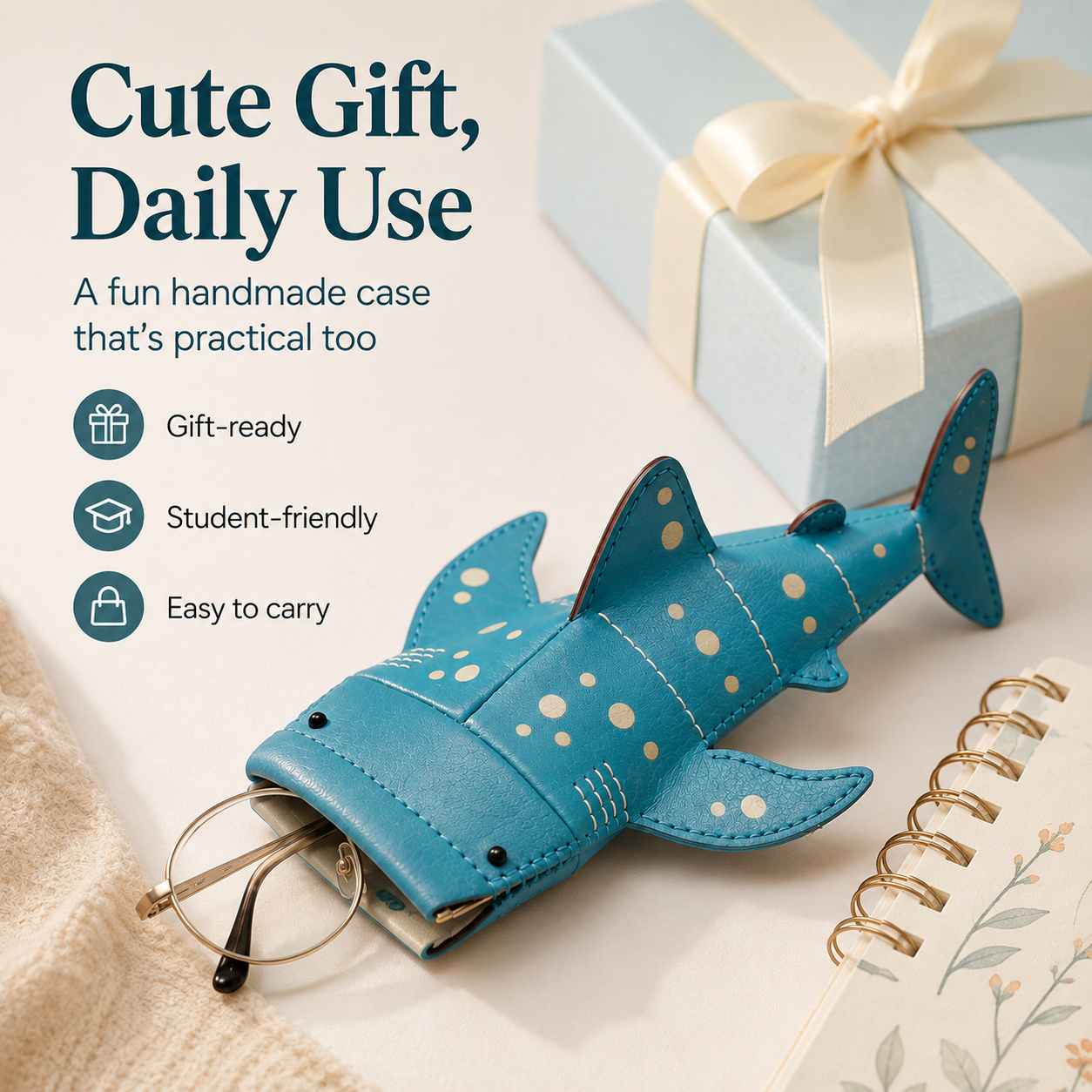 🔥Cute Shark-Shaped Glasses Bag