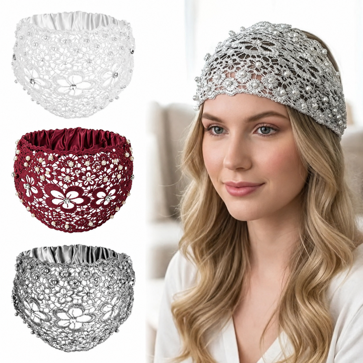 ✨Plum Blossom Hollow Beaded Wide Headband