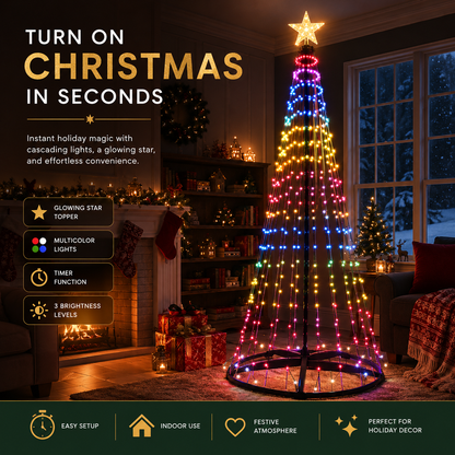 7ft Smart Christmas Tree Lights,RGB Color-Changing Light String with 200 LEDs